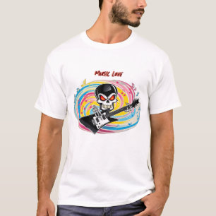 Camiseta de Violão Rock and Roll Skull
