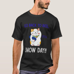 Camiseta De Volta À Cama Dia Da Neve Gatinho Gatinho Gatinh
