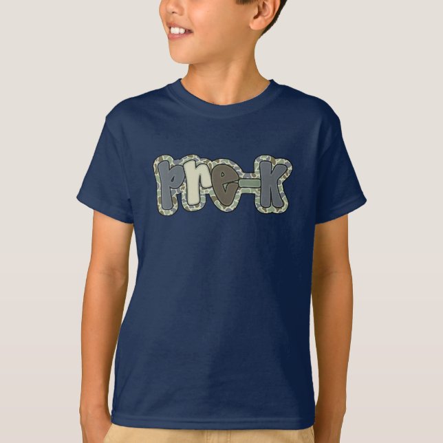 Camiseta De Volta À Camuflagem Escolar Pré-K Dude (Frente)