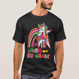 Camiseta De Volta À Escola Alô Arco-Íris Unicórnio De 3º Gr