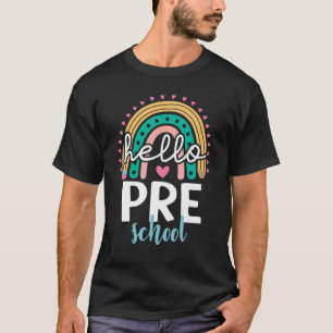 Camiseta De Volta À Escola Alô Pré-Escolar Arco-Íris Profes