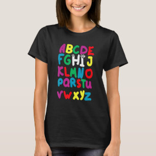 Camiseta De Volta À Escola Alphabet Pre K Kindergarten Teac