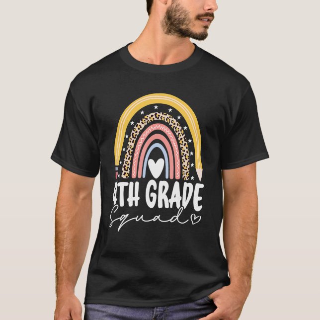 Camiseta De Volta À Escola Arco-Íris 4.º Grau Esquadrão Par (Frente)