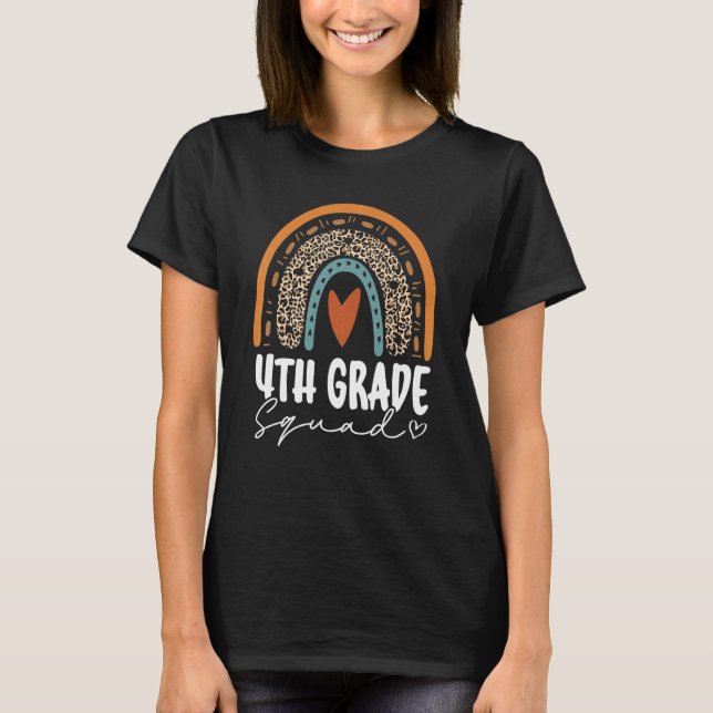 Camiseta De Volta À Escola Arco-Íris 4.º Grau Esquadrão Par (Frente)