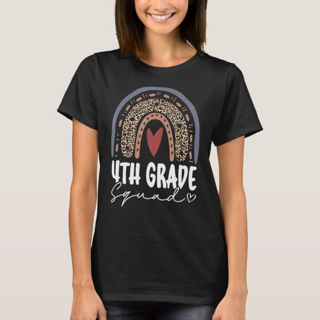 Camiseta De Volta À Escola Arco-Íris 4.º Grau Esquadrão Par (Frente)
