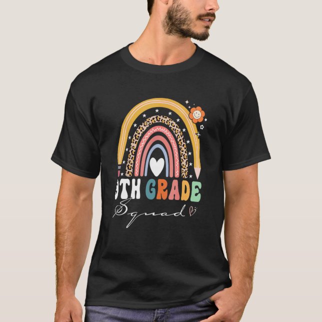Camiseta De Volta À Escola Arco-Íris 9.º Grau Ensino Esquad (Frente)