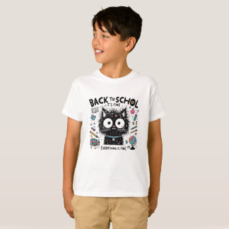 Camiseta De volta à escola Black Cat. Está tudo bem.