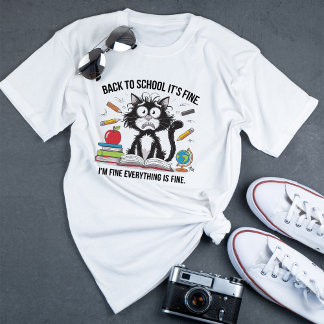 Camiseta De volta à escola Black Cat. Está tudo bem.