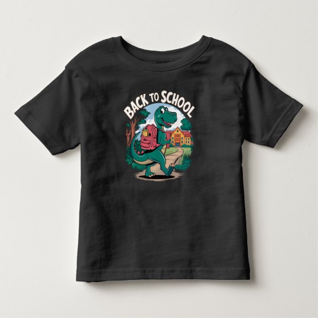Camiseta De volta à escola com dinossauro fofo (Frente)