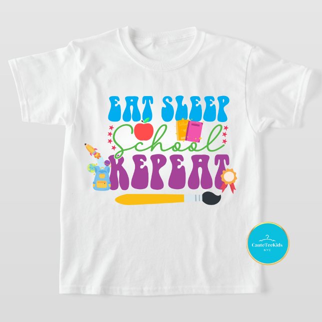 Camiseta De Volta À Escola Comer A Dormir Na Escola Repetir (Criador carregado)