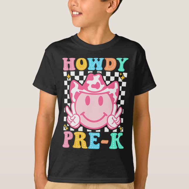 Camiseta De Volta à Escola Como Vai Pré-k Lindo Caubói Ocid (Frente)
