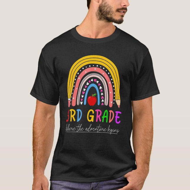 Camiseta De Volta À Escola Do Arco-Íris Do 3º Grau Onde O A (Frente)