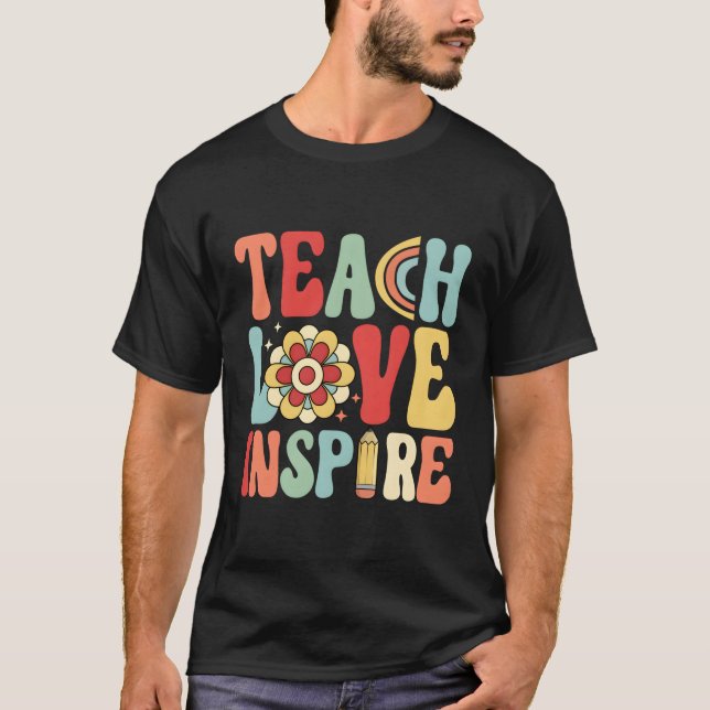 Camiseta De Volta À Escola Ensinar Amor E Inspirar Professo (Frente)