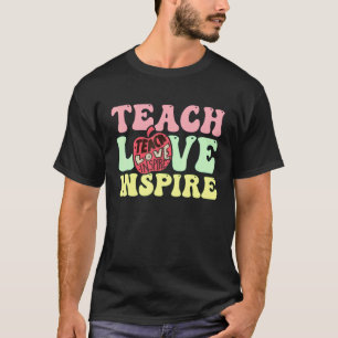 Camiseta De Volta à Escola Ensine Amor Inspire Retro Profes