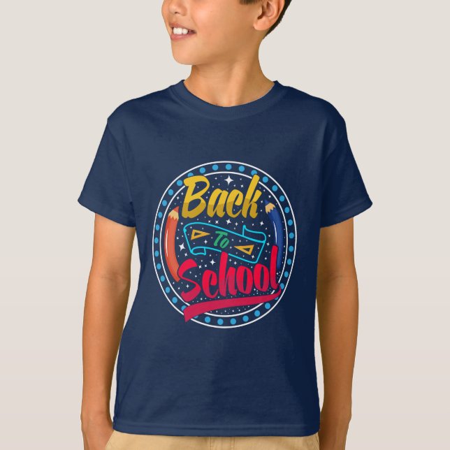 Camiseta De volta à escola. Estrelas e faíscas. (Frente)