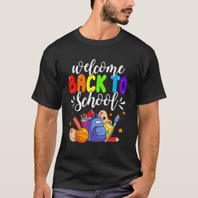 Camiseta De Volta À Escola Feliz Primeiro Dia De Professore (Frente)