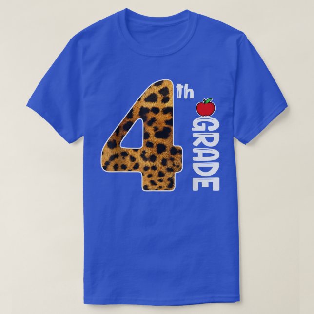 Camiseta De Volta À Escola Leopardo Da 4ª Série Para Estuda (Frente do Design)
