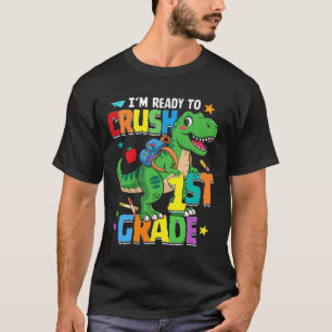 Camiseta De Volta à Escola Menino Dinossauro Estou Pronto P