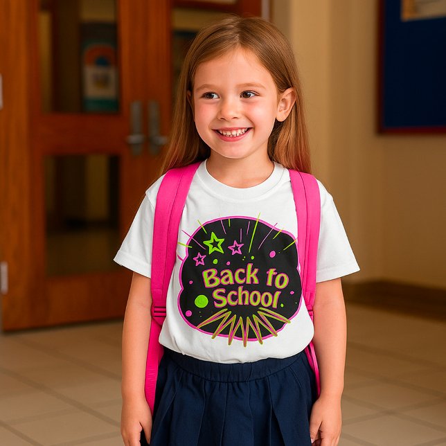 Camiseta De volta à escola Neon Pop Art Bright Classroom (Criador carregado)