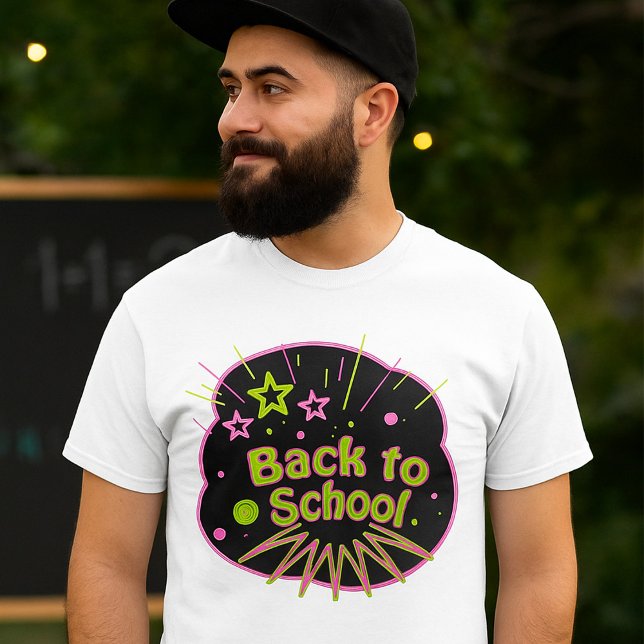 Camiseta De volta à escola Neon Pop Art Bright Classroom (Criador carregado)