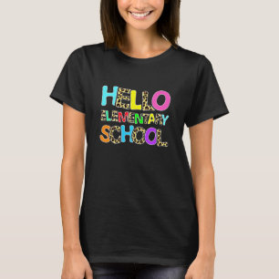 Camiseta De Volta à Escola Olá Escola Primária Chá de Leopa