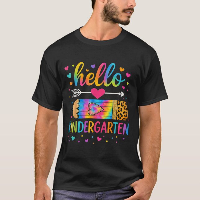 Camiseta De Volta À Escola Olá Jardim De Infância Leopard T (Frente)