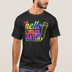 Camiseta De Volta À Escola Olá Jardim De Infância Tie Dye