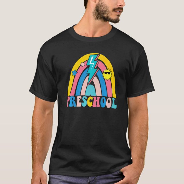 Camiseta De Volta à Escola Pré-Escolar Arco-Íris Professor  (Frente)