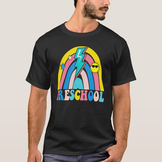 Camiseta De Volta à Escola Pré-Escolar Arco-Íris Professor  (Frente)
