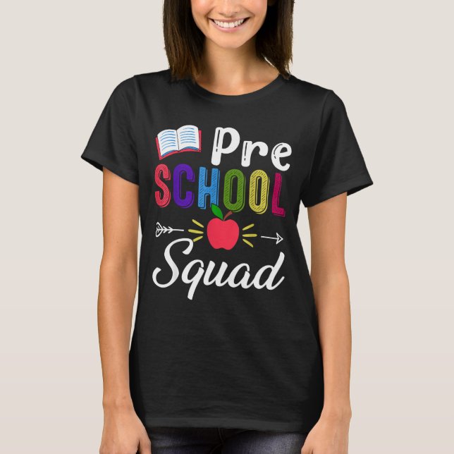 Camiseta De volta à escola pré-k professor aluno pré-escola (Frente)