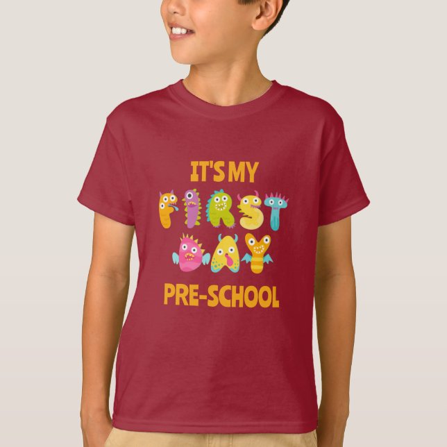 Camiseta De Volta à Escola PRIMEIRO DIA PRÉ-ESCOLAR (Frente)