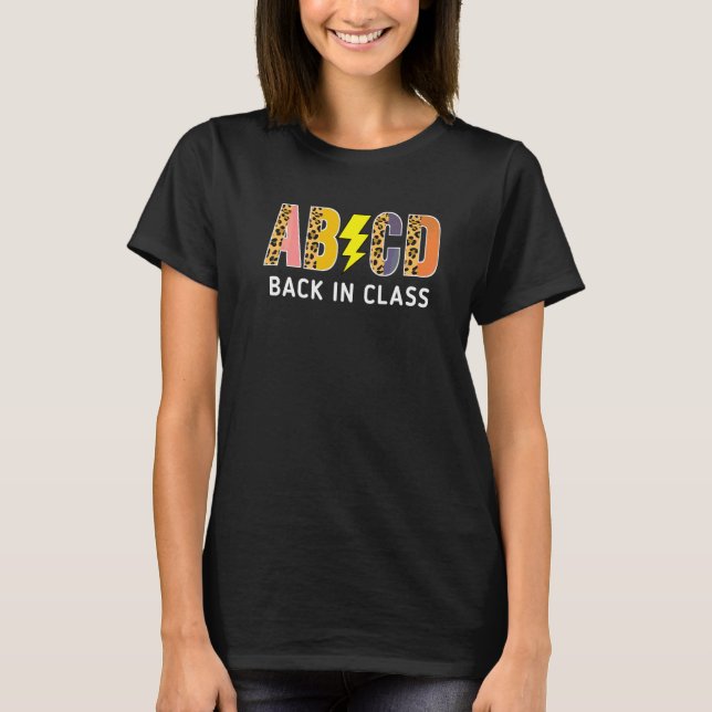 Camiseta De Volta à Escola Professor Alunos Leopardo Abcd D (Frente)