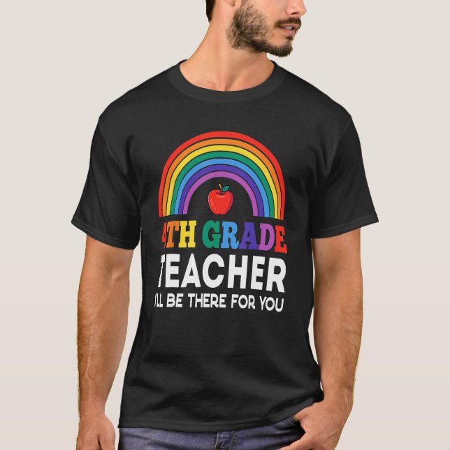 Camiseta De volta à escola, professor do 4º ano, estarei lá (Frente)