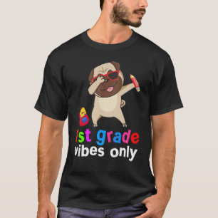Camiseta De Volta à Escola Pug Dabbing 1ª Série Primeiro Di