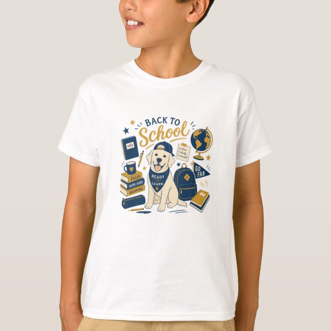 Camiseta De Volta à Escola Retro Labrador  (Frente)