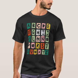 Camiseta De Volta à Escola Retro Olá Alfabeto Pré K Jardim