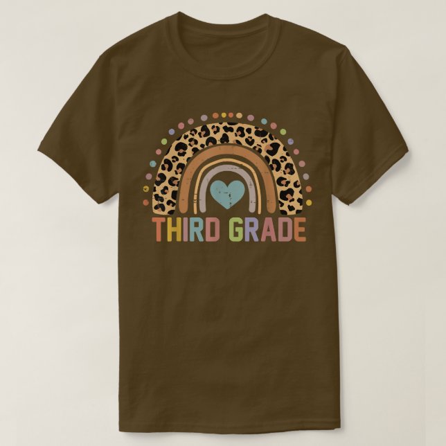Camiseta De Volta À Escola Terceiro Grau Arco-Íris Leopardo (Frente do Design)