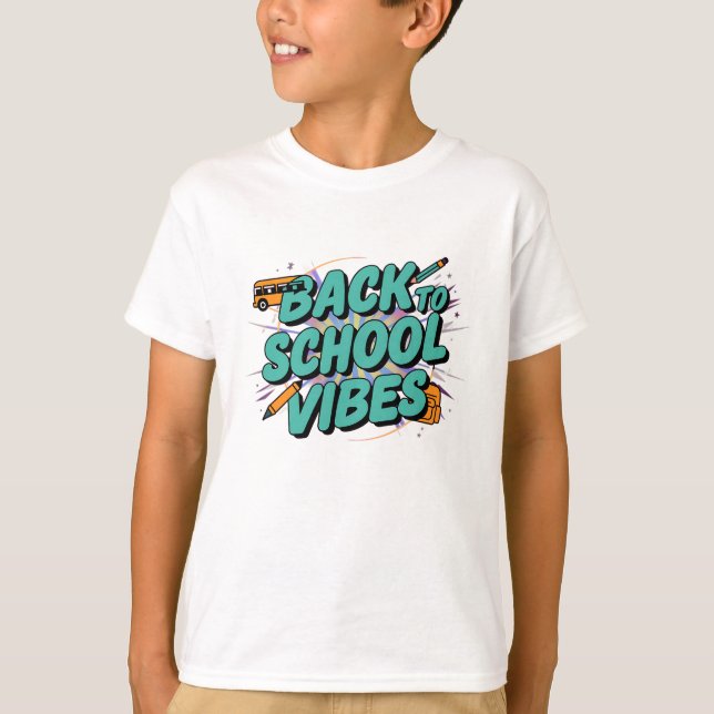 Camiseta De Volta À Escola Vibes Engraçado (Frente)