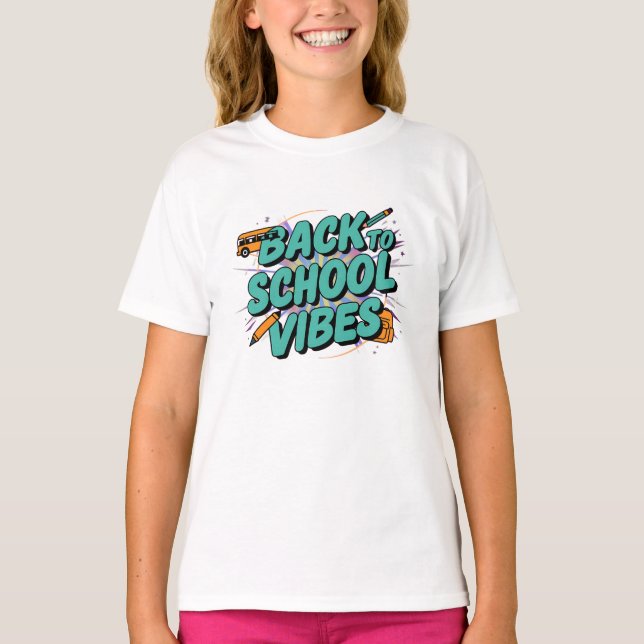 Camiseta De Volta À Escola Vibes Engraçado (Frente)