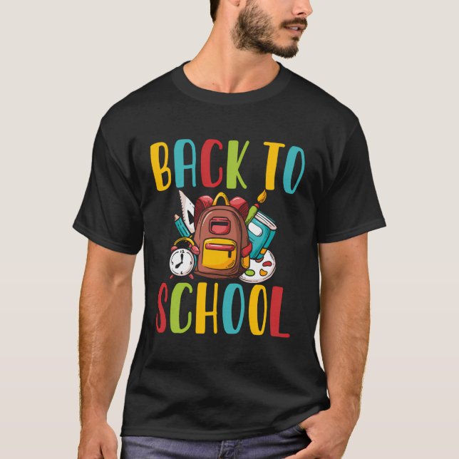 Camiseta De Volta À Mochila Da Escola Engraçado De Volta À  (Frente)
