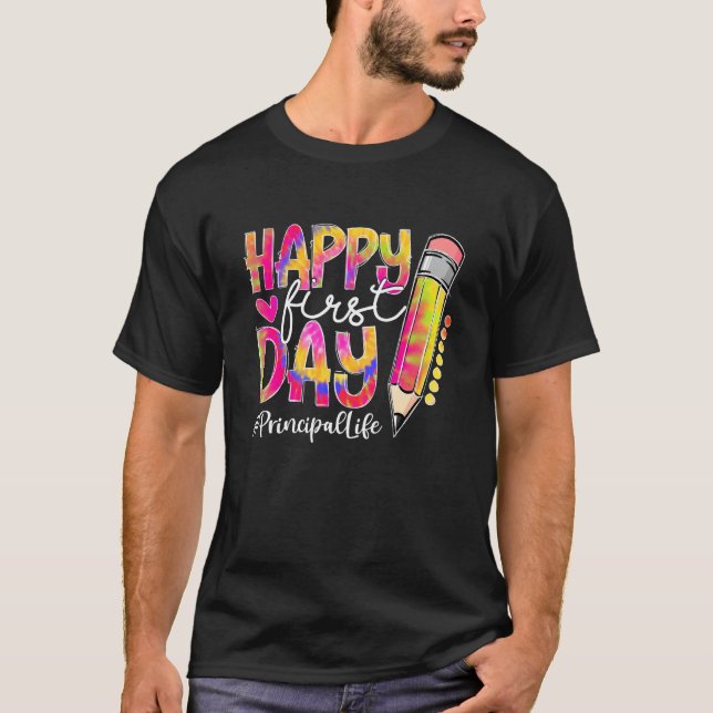 Camiseta De volta à vida de diretor escolar Lápis Tie Dye F (Frente)
