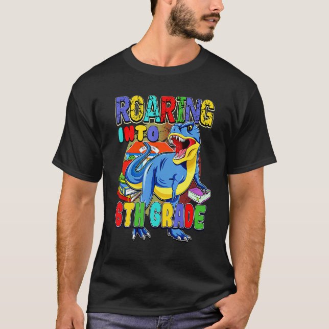 Camiseta De Volta Ao Dinossauro Da Escola A Viajar Em 6 (Frente)