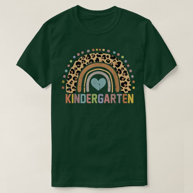 Camiseta De Volta Ao Jardim De Infância Rainbow Leopardo Te (Frente do Design)