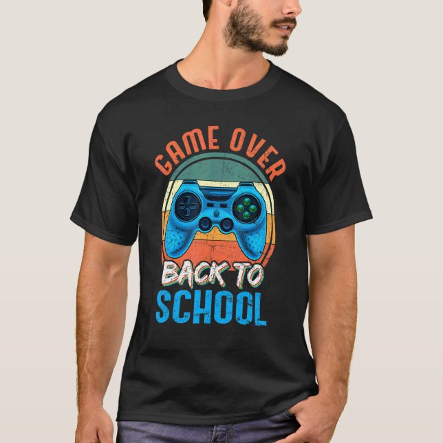 Camiseta De Volta Ao Jogo Escolar Sobre O Controle De Estud (Frente)