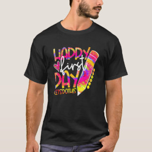 Camiseta De Volta Ao Lápis Da Escola Tie Dye Happy First Da