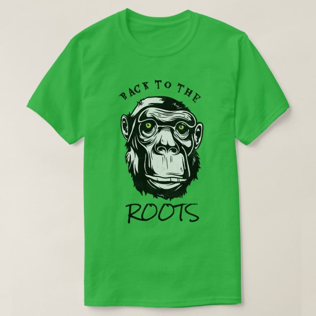 Camiseta De Volta Ao Primato Macaco Da Evolução Das Raízes (Frente do Design)