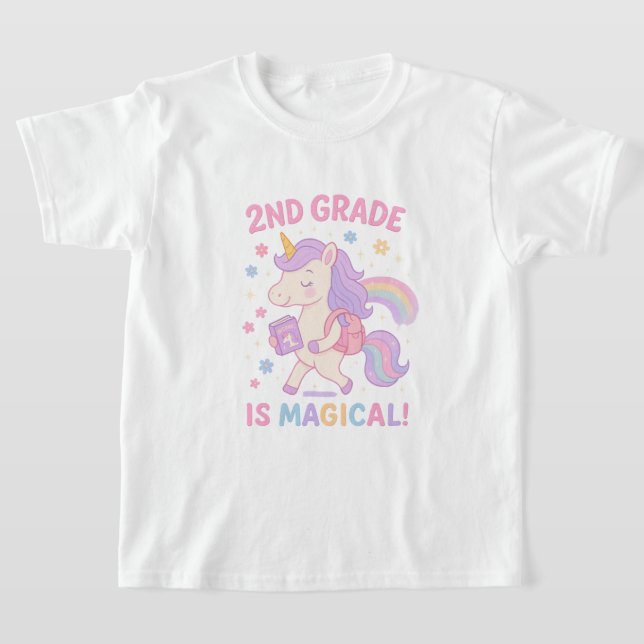 Camiseta De volta ao segundo escolar é Pastel Mágico do Uni (Postura )