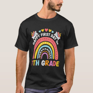Camiseta De Volta Aos Estudantes Arco-Íris Unicórnio Primei