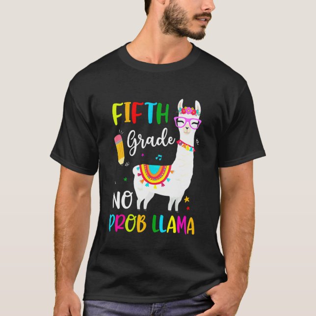 Camiseta De Volta às Aulas Quinta Série Sem Problema Llama  (Frente)