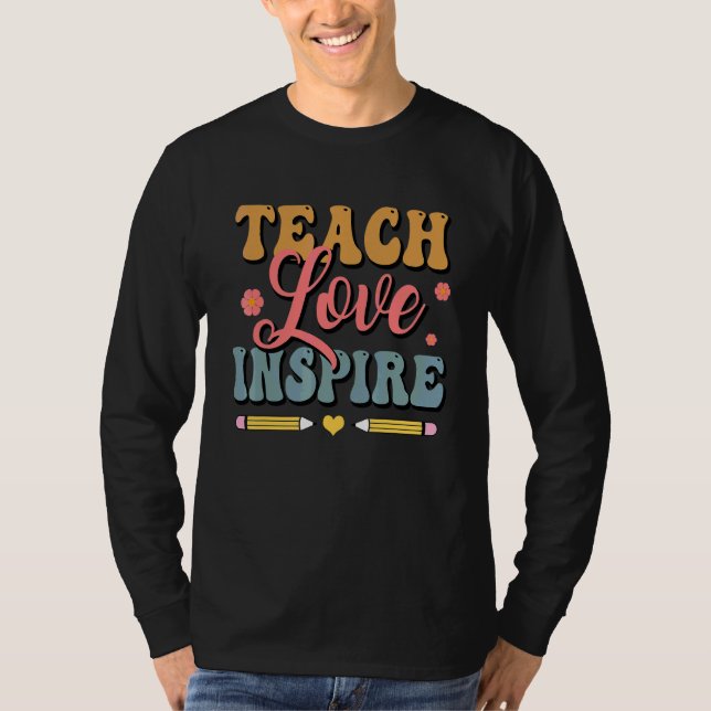 Camiseta De Volta às Compras do Professor Amor Inspirar Ens (Frente)